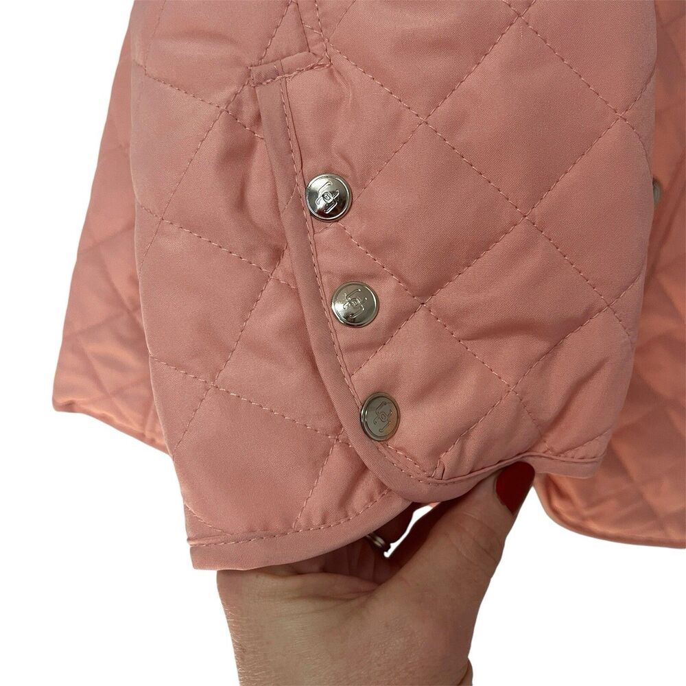 Chico's Pink Quilted Lightweight Mid Length Jacket Snap Front Size 1 US 8/10 - Picture 5 of 9
